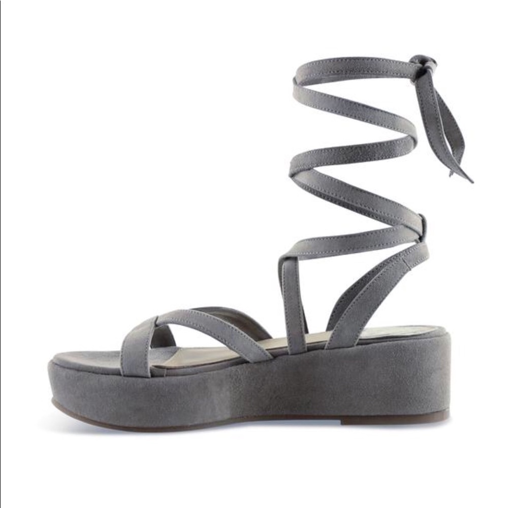 NWOB Klik beautiful ankle wrap sandal, gray, sz 9